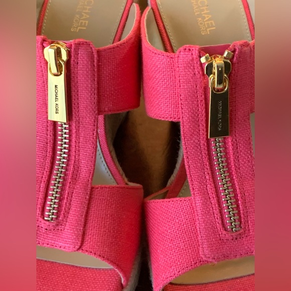 Brand New Michael Michael Kors Bradley Linen Blend Canvas Wedge Sandals Size 8.5 - Picture 5 of 6